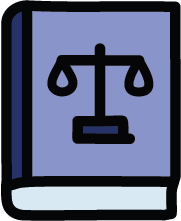 Legal icon - book with scales of justice representing legal and non-profit sector