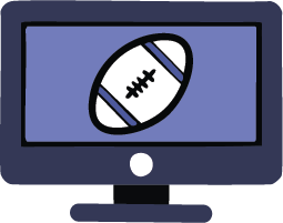 Sports and entertainment icon - football on television screen